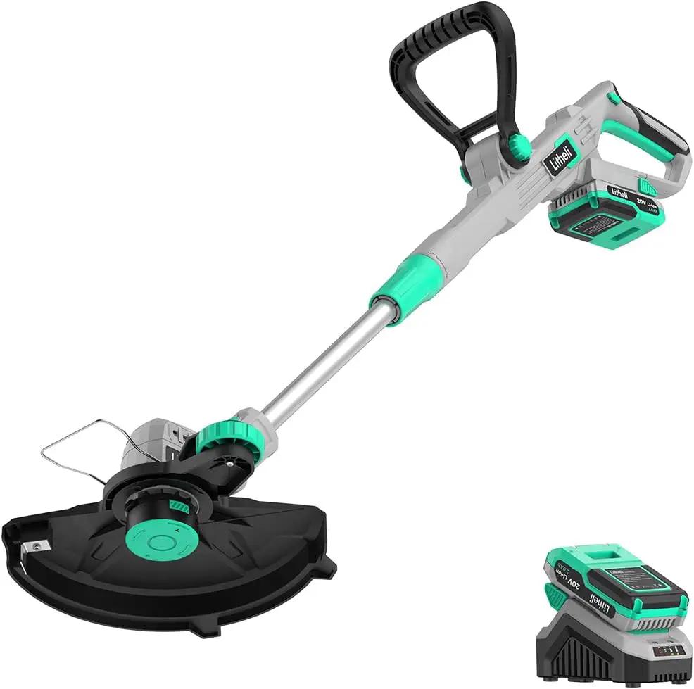 Litheli 20V 12" Cordless String Trimmer/Wheeled Edger, Battery Powered Weed Wacker with Auto Line Feed for Lawn Trimming/Edging, with 2.0Ah Battery and Charger Included by GreenHaven Gardens