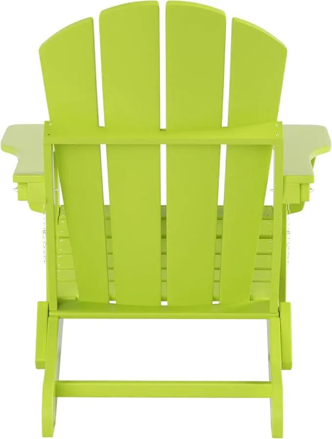 WO Home Furniture Adirondack Chairs Table Set of 3 PCS Outdoor Folding Chairs Coffee Table Weather/UV Resistant for Lawn, Garden, Bon Fire, Balcony (Lime) by GreenHaven Gardens
