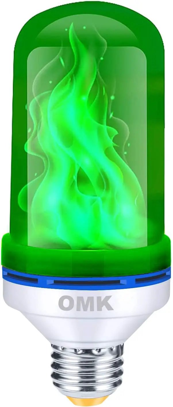 OMK Green Led Flame Light Bulb LED Christmas Decorations Fire Light Bulbs - Upgraded Halloween Bars Porch Light Bulb Flickering Fire LED Lamps for Indoor/Outdoor/Holiday Decoration Gifts by GreenHaven Gardens