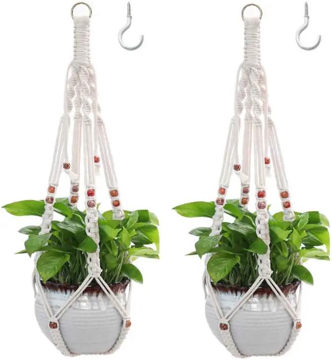 Belit 2 Pack Macrame Plant Hangers Indoor Hanging Planter Basket Decorative Flower Pot Holder Rope for Indoor Outdoor Home Decor by GreenHaven Gardens