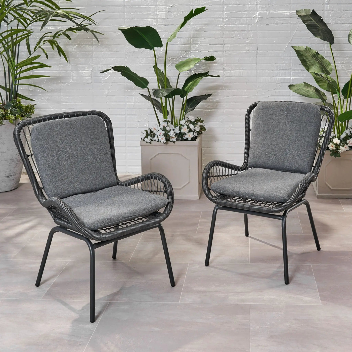 Outdoor Wicker Club Chair With Cushions (Set of 2) by HouseOfZazla
