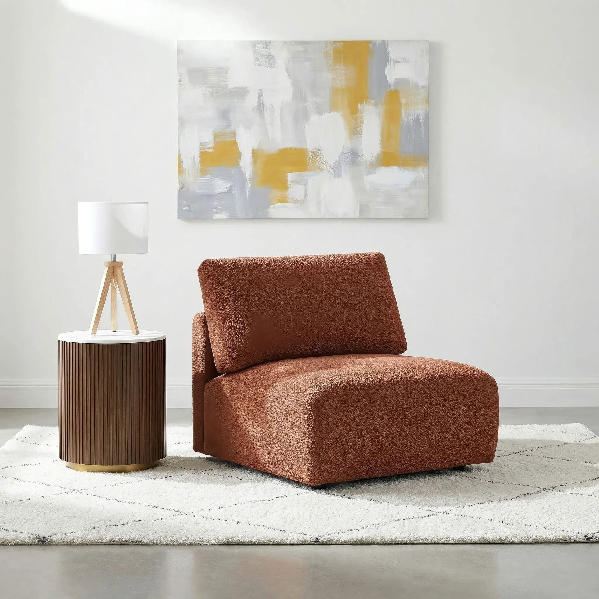 Elysia Chenille Upholstered Modular Armless Chair Coral by Unique Piece Furniture
