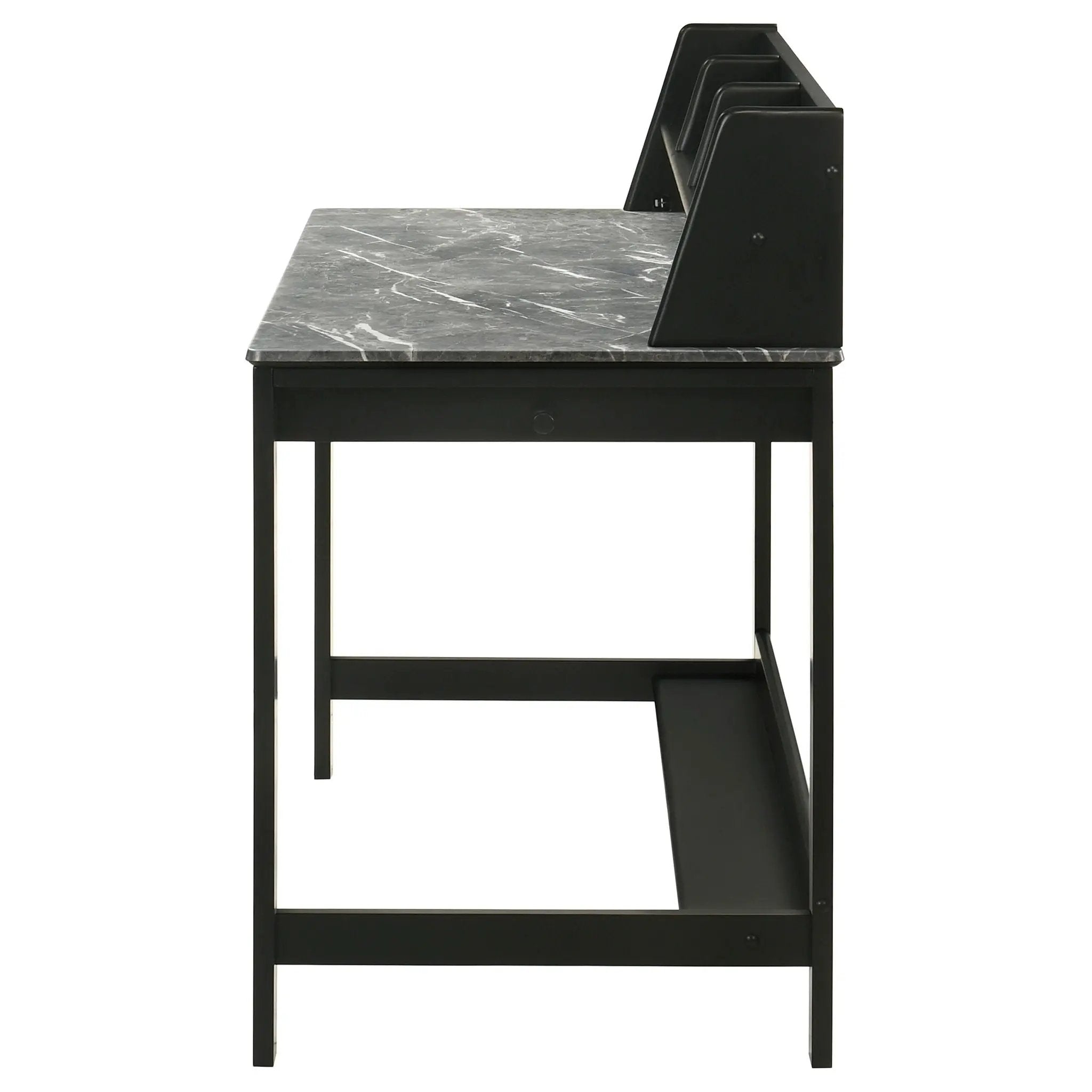 Besler 47-inch SmartTop Writing Desk with Shelf Grey Stone and Black by Unique Piece Furniture