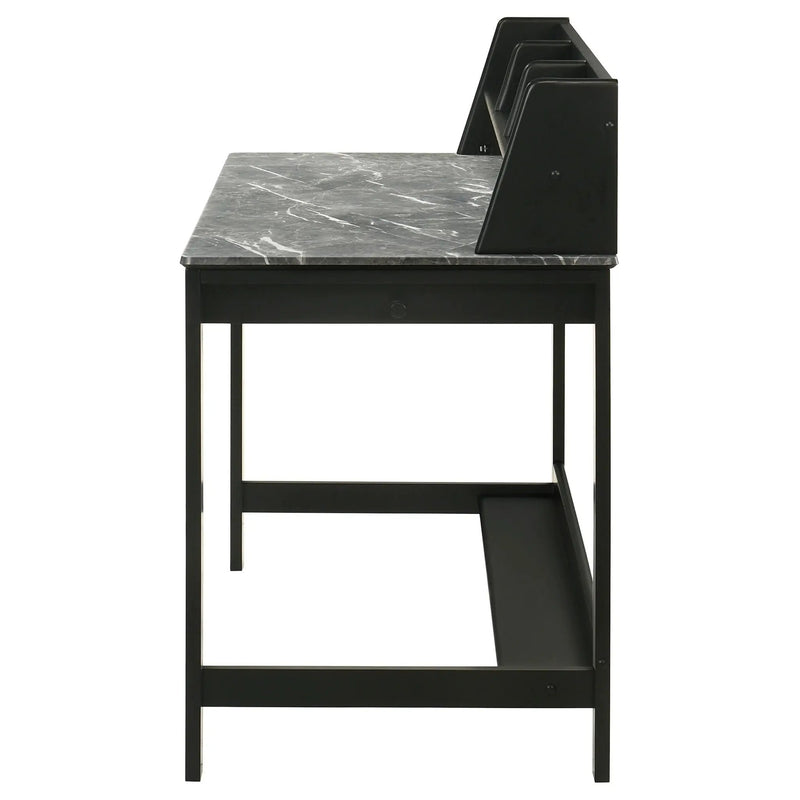 Besler 47-inch SmartTop Writing Desk with Shelf Grey Stone and Black by Unique Piece Furniture