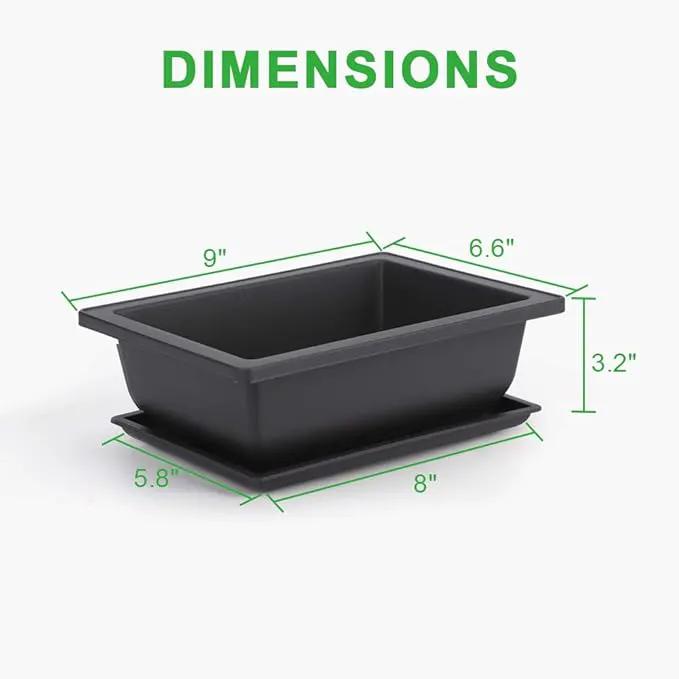 GROWNEER Bonsai Training Pots 3 Packs 9Inch with Drainage Humidity Trays, Bonsai Tree Starter Kits with 1 Repotting Mat, Growing Planter Set for Garden, Yard, Balcony, Office, Living Room by GreenHaven Gardens