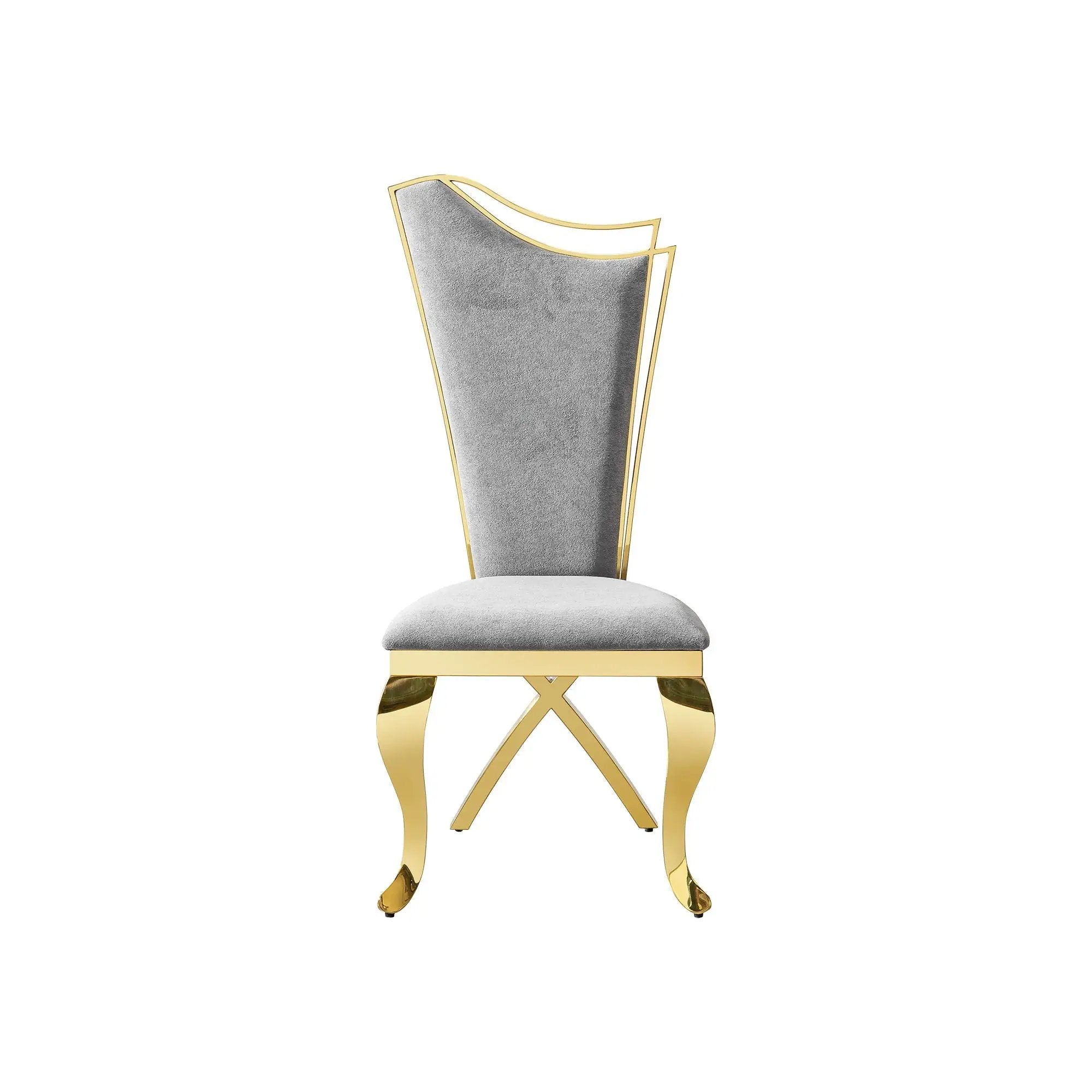 Gorgeous Streamlined High Back Fabric Stainless Steel Dining Chair (Set of 2) - Gold / Gray by Unique Piece Furniture