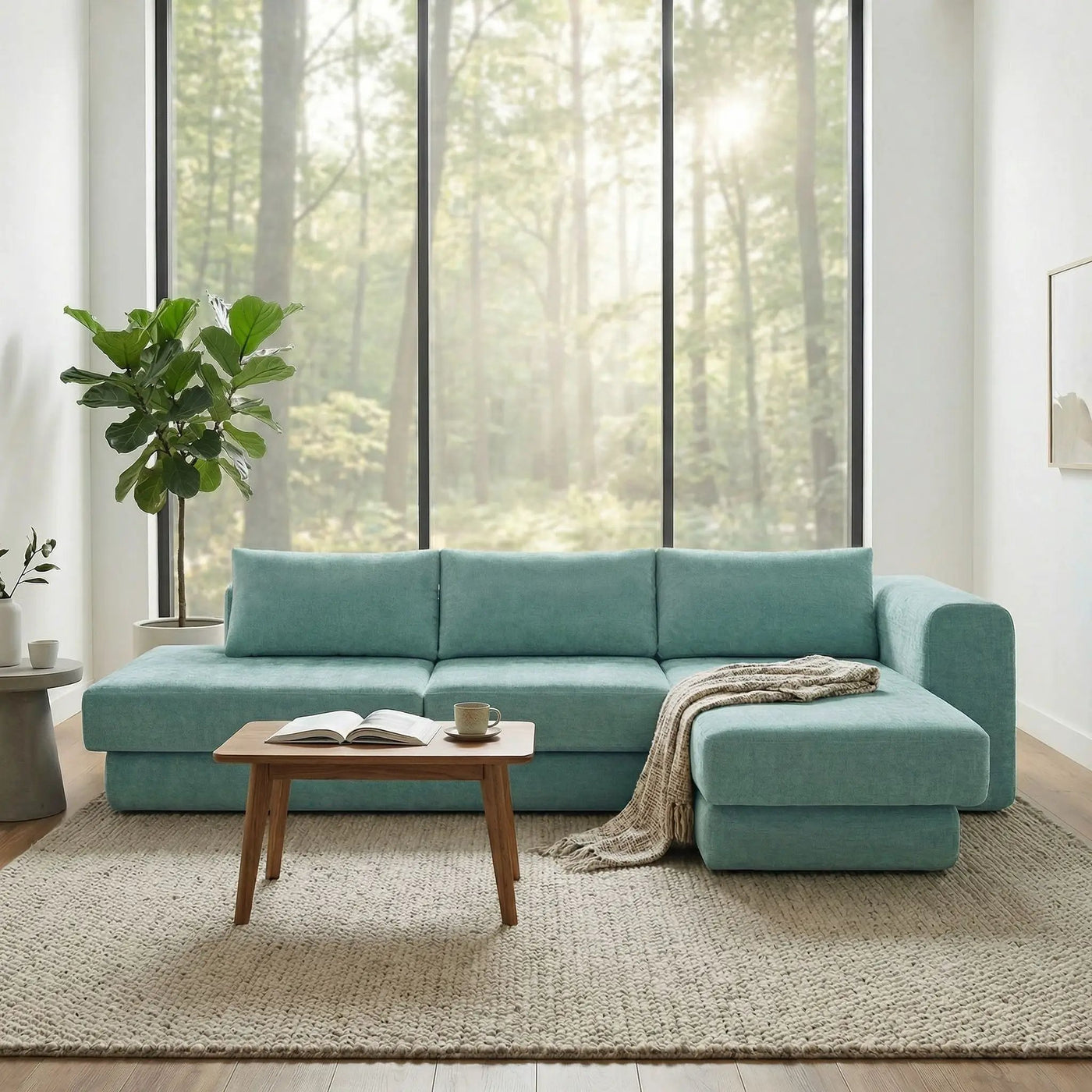L-Shaped Modular Sofa With Double Layer Cushion by HouseOfZazla