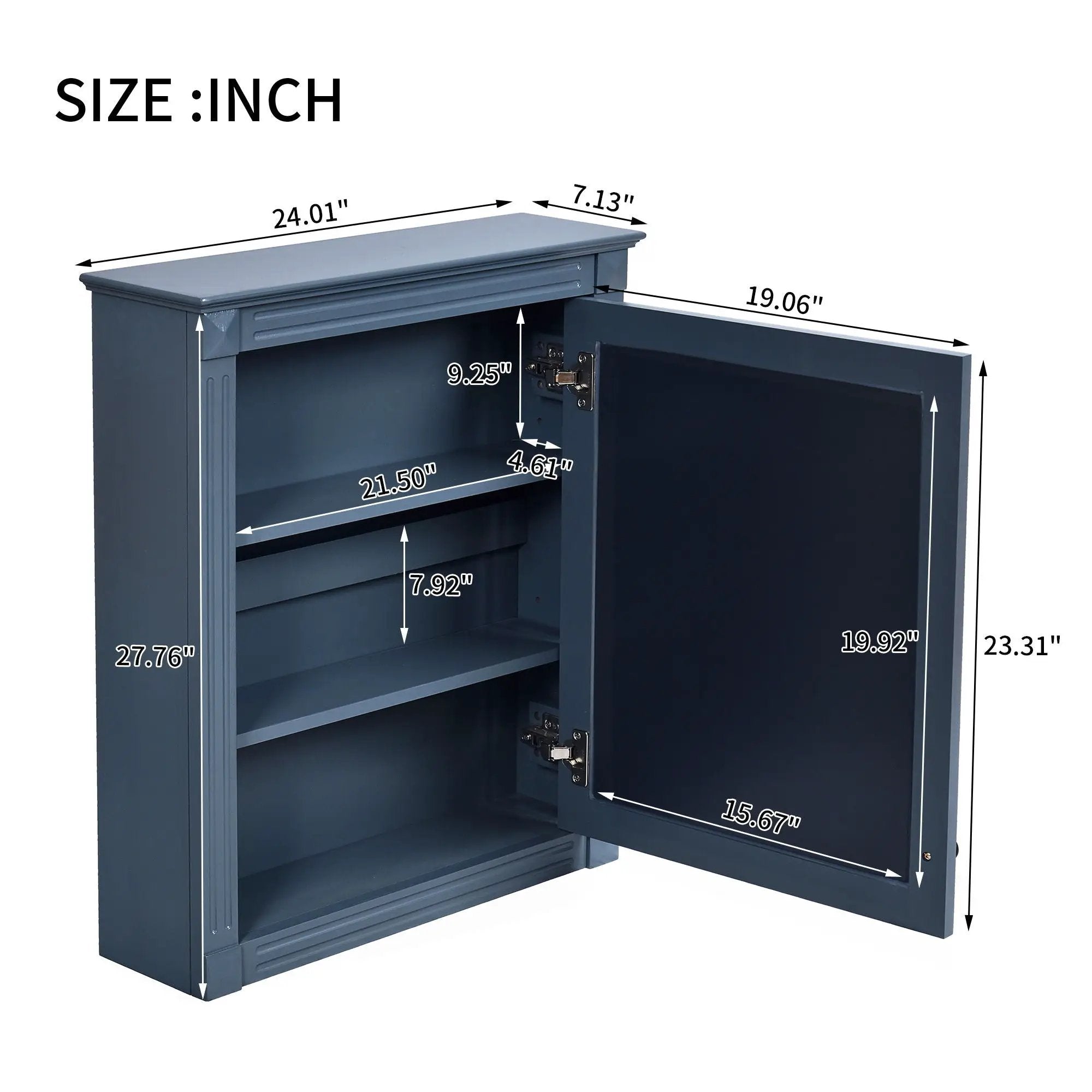 Wall Mounted Bathroom Storage Cabinet With Mirror, Medicine Cabinet With Height Adjustable Shelf by Unique Piece Furniture