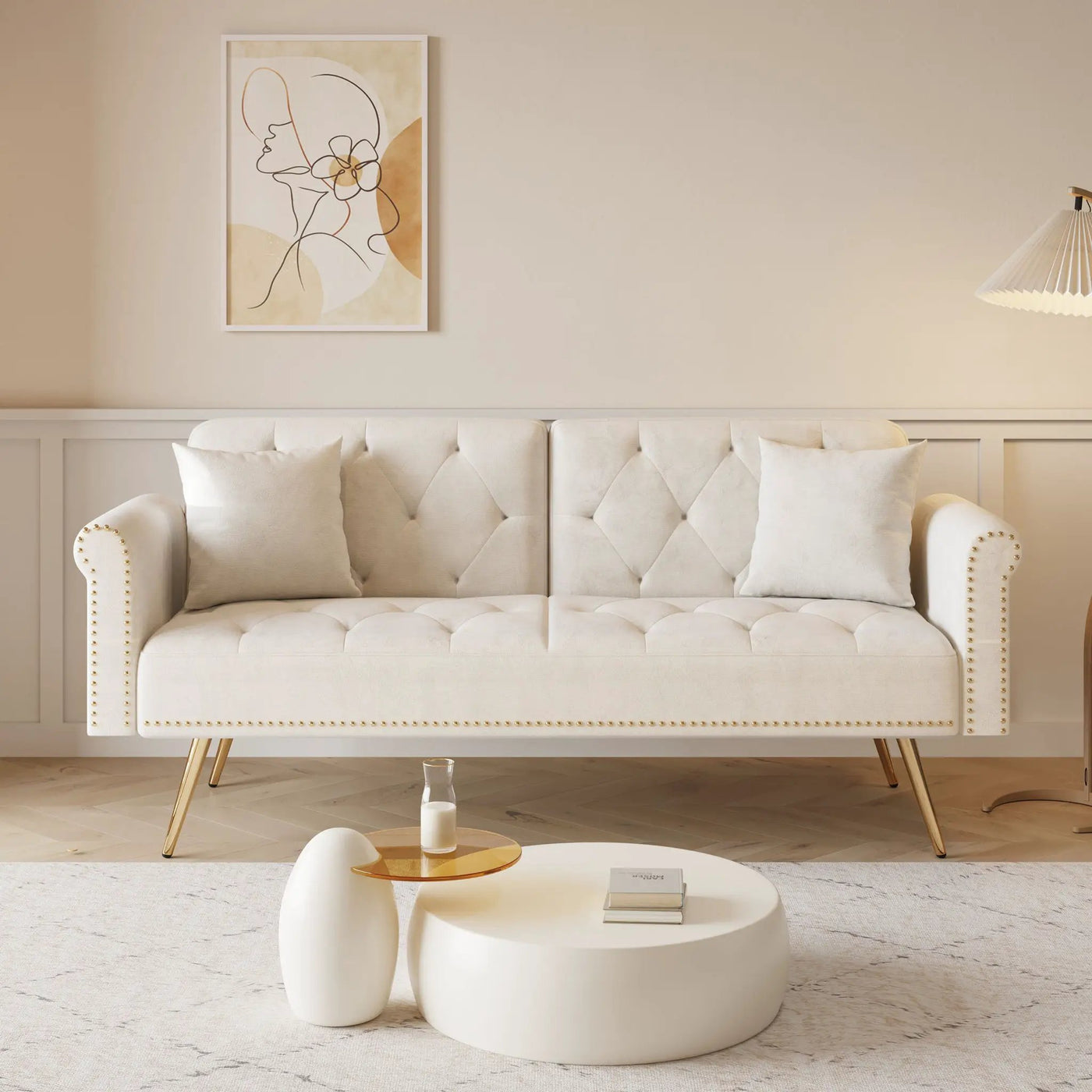 Luxurious Sofa Bed With Nail Head Trim And Matching Pillow by HouseOfZazla