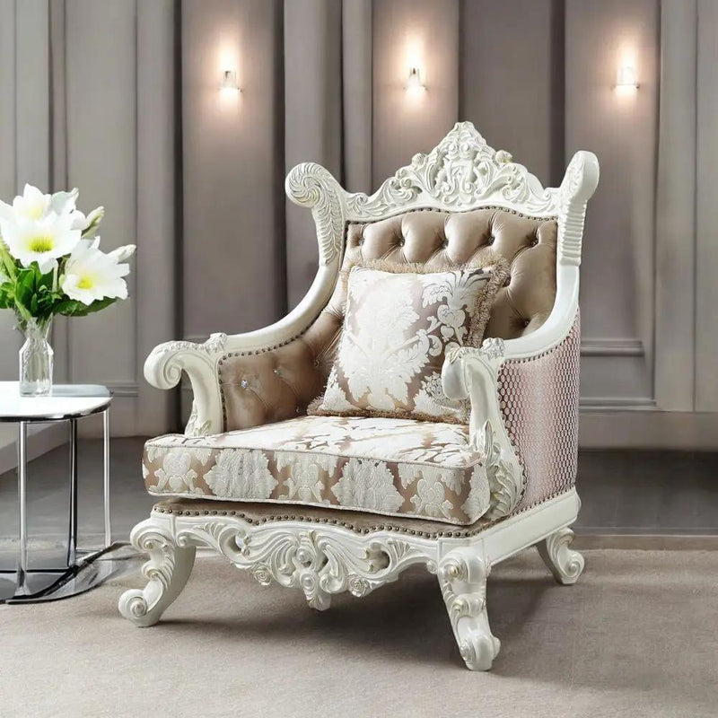 Vanaheim - Chair With Pillow - Fabric & Antique White by Unique Piece Furniture