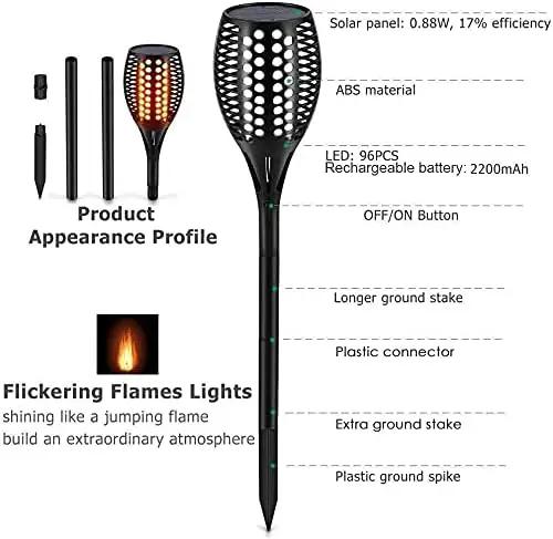Aityvert Upgraded Larger Solar Torch Lights, Waterproof Outdoor Dancing Flames Lights, Flickering Flames Garden Light, Landscape Decoration Pathway Patio Lights 43" 96 LED (2 Pack) by GreenHaven Gardens