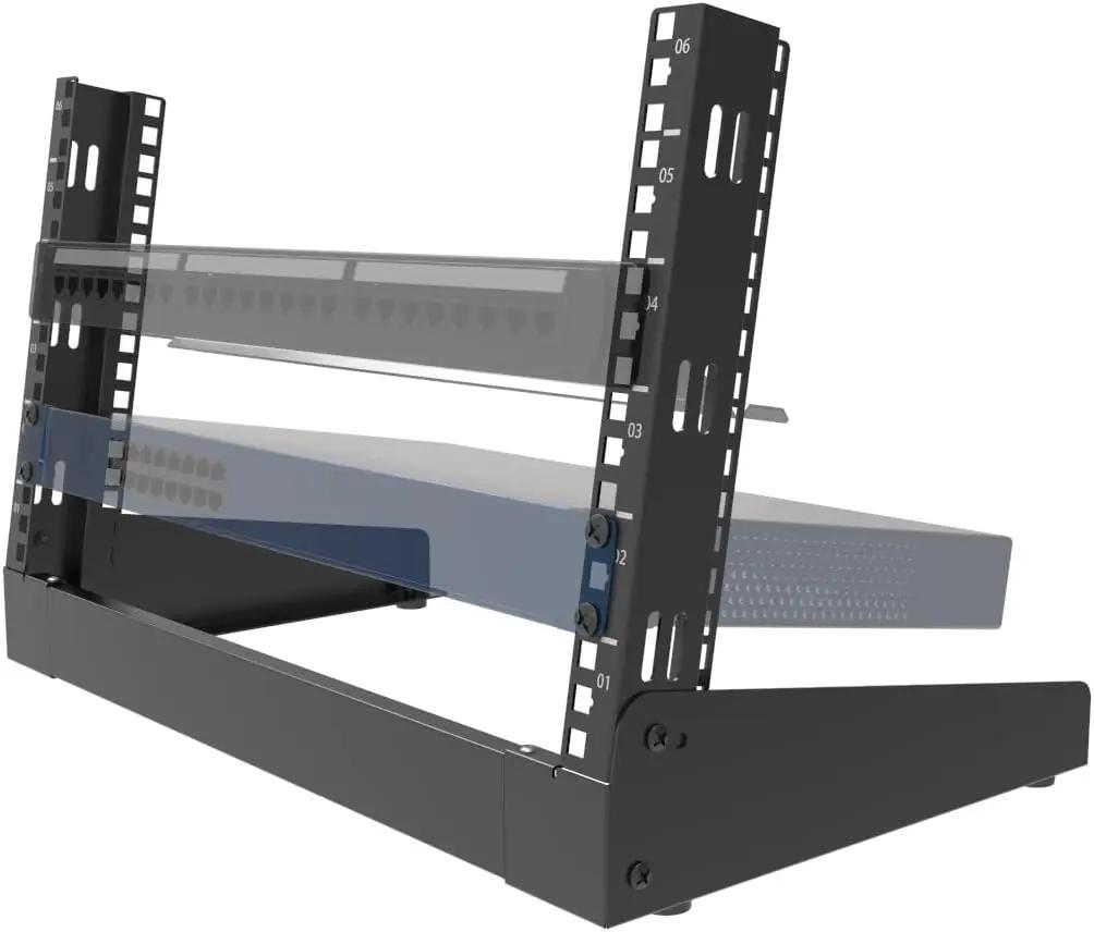 JINGCHENGMEI 6U Desktop Network Rack 19 inches Small Open Frame Rack 2 Post Free-Standing Tabletop Rack for Patch Panel, Data, AV, IT,Studio or Computer Equipment (6U) by GreenHaven Gardens