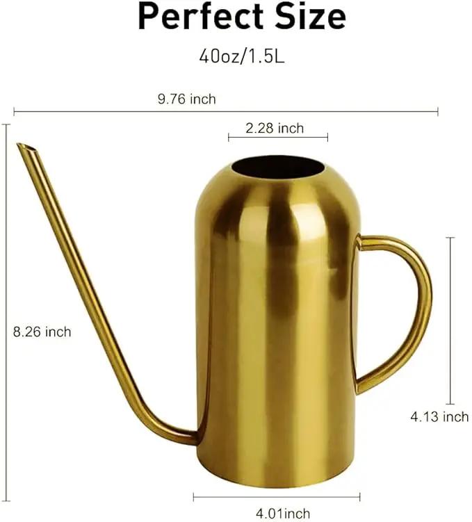 Watering Can Indoor Plants, 50 oz/1500 ml Metal Stainless Steel Watering Can Pot with Long Spout for Indoor House Plants Bonsai Outdoor Garden Flower Decorative(Copper) (Gold) by GreenHaven Gardens