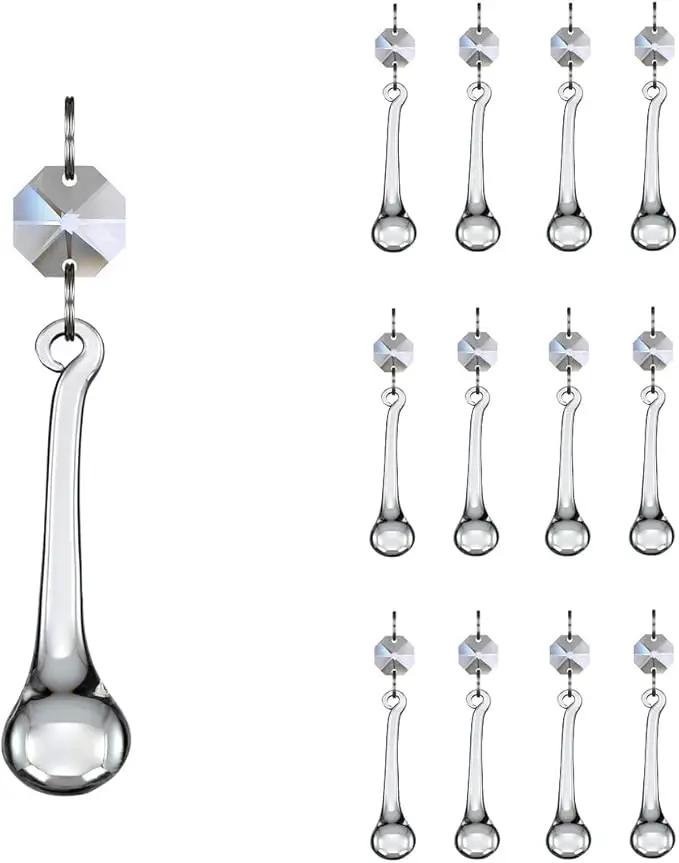 12pcs Raindrop Crystal Chandelier Prisms Parts, Hanging Crystals Beads for Chandeliers, Home Decoration by GreenHaven Gardens