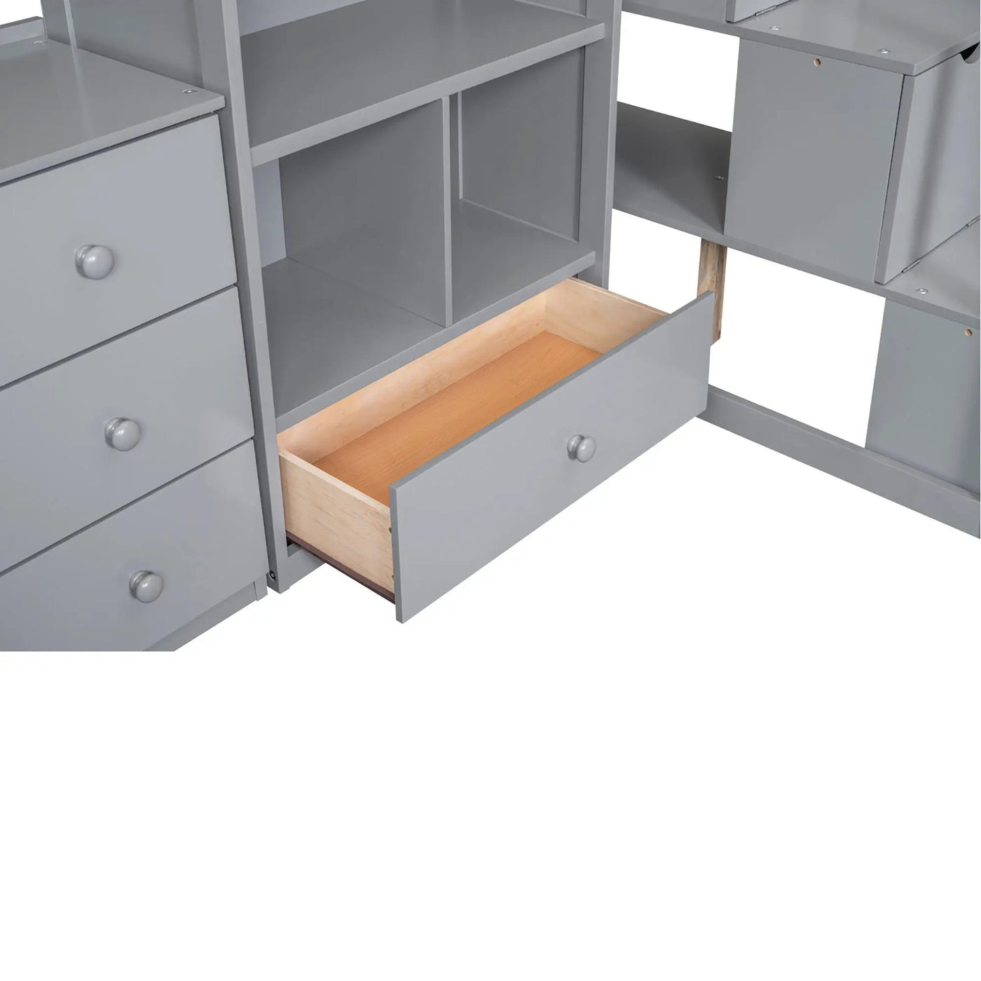Loft Bed With L Shaped Desk, Drawers, Cabinet, And Storage Staircase by HouseOfZazla
