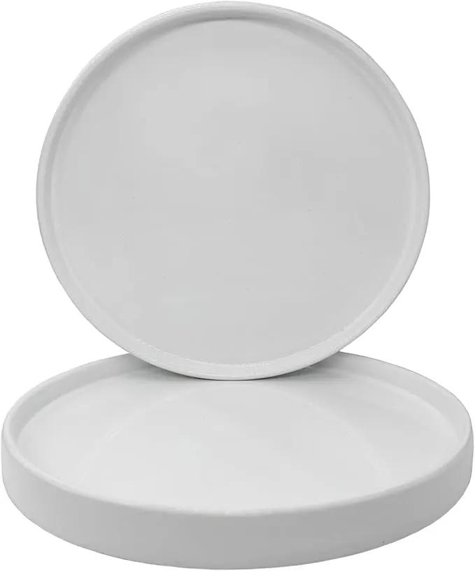 2 Pack Ceramic Plant Saucer Pot Tray 6 Inch, Planter Saucers 4 5 6 7 8 9 10 11 12 13 Inch for Indoors Outdoor, Durable Sturdy Flower Drainage drip Water Tray for Glazed Pots Base (6.4 Inch-White) by GreenHaven Gardens