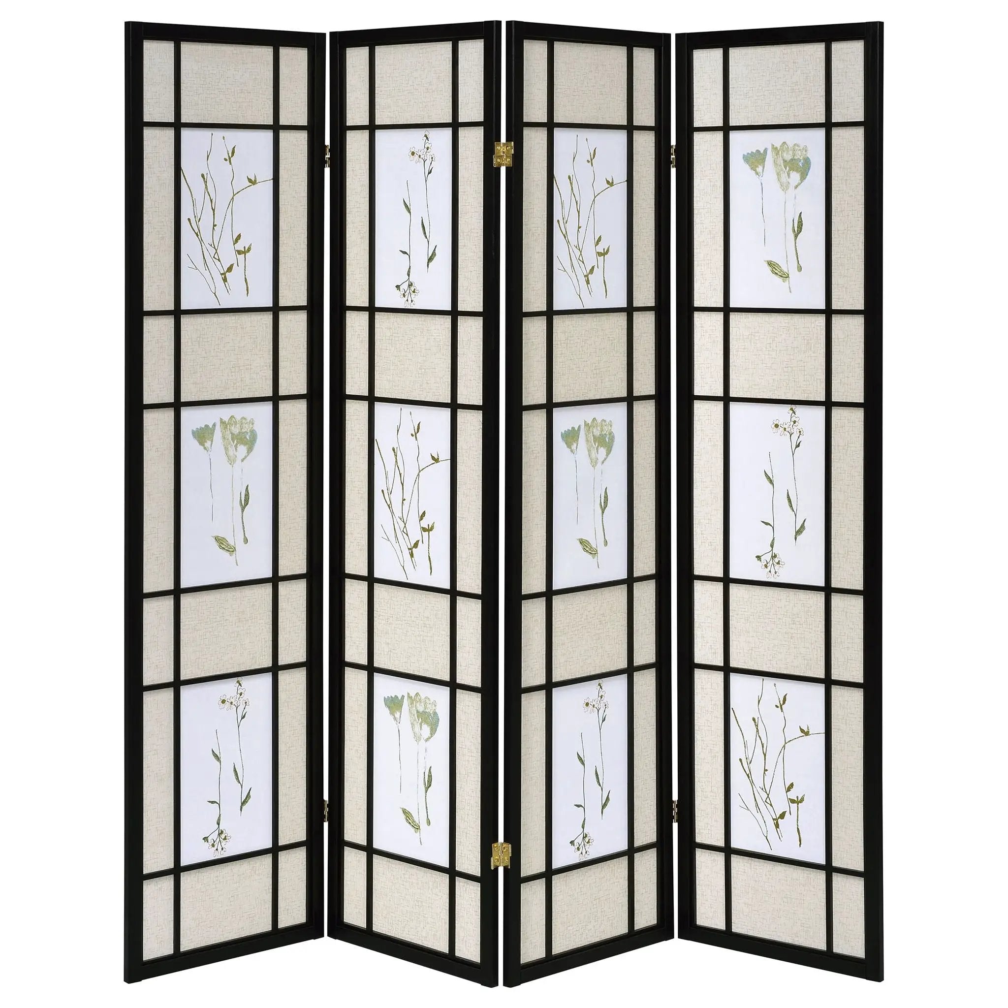 Catabella 4-Panel Room Divider Folding Shoji Screen Floral by Unique Piece Furniture