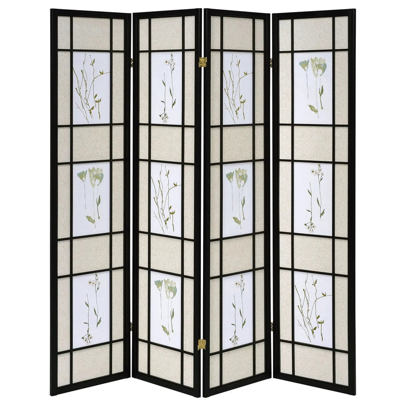 Catabella 4-Panel Room Divider Folding Shoji Screen Floral by Unique Piece Furniture