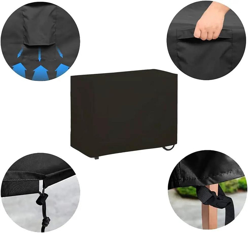 Outdoor Dining Cart Cover for Royal Gourmet Double-Shelf Movable Prep Grill Side Table Heavy Duty Waterproof Cover for Stainless Steel Top BBQ Pizza Oven Kitchen Work Table, Black by GreenHaven Gardens