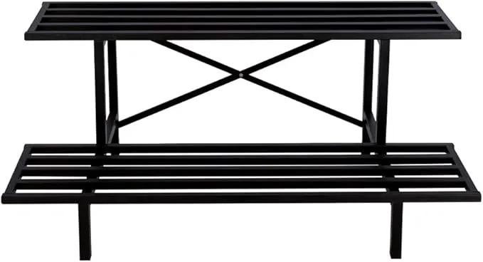 Zhongma 2 Tier Sturdy Metal Plant Stand Heavy Duty Plant Holder for Home Indoor and Outdoor,L45.67 x W17.5 x H14 inch, 440 LBS Capacity & Heavy Duty Construction … by GreenHaven Gardens