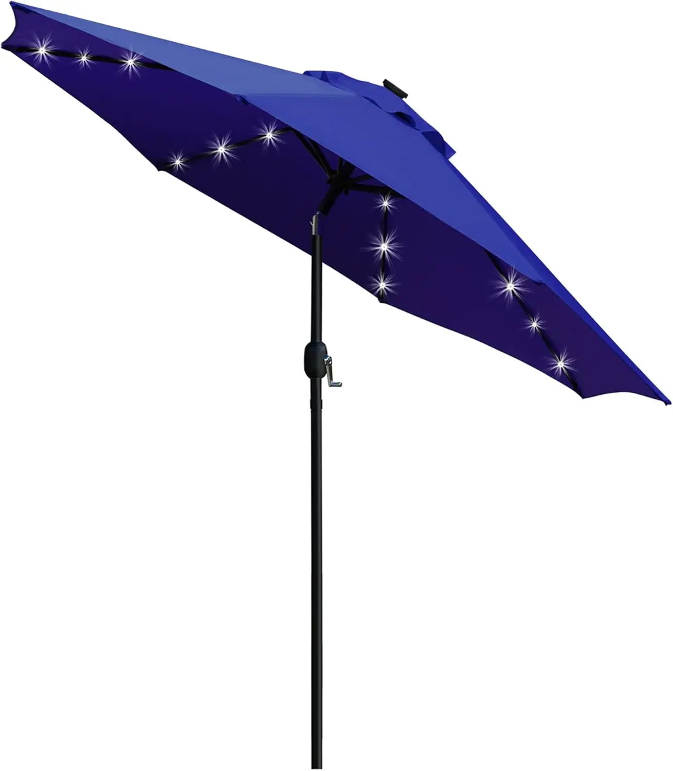 Sunnyglade 9' Solar LED Lighted Patio Umbrella with 8 Ribs/Tilt Adjustment and Crank Lift System (Navy Blue) by GreenHaven Gardens