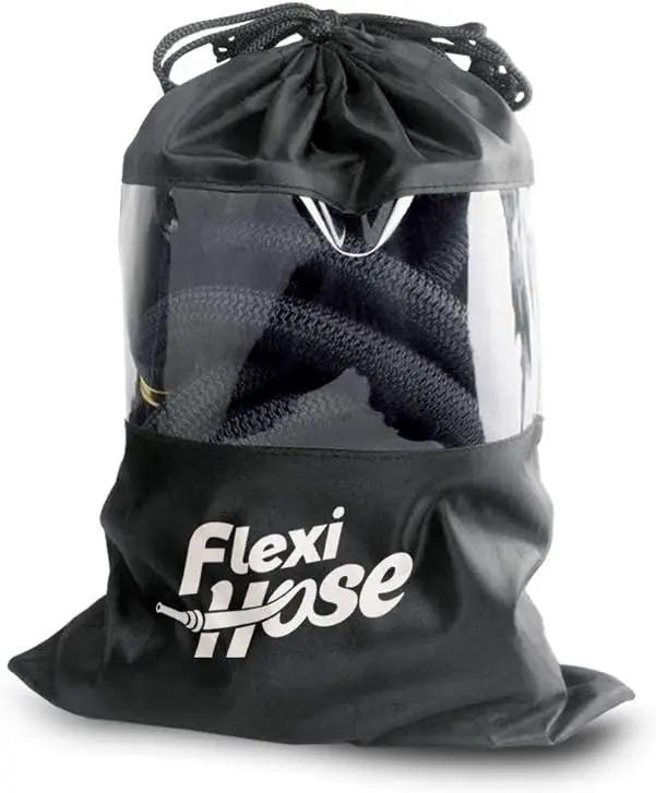 Flexi Hose PLUS with 8 Function Nozzle Expandable Garden Hose, Lightweight & No-Kink Flexible Garden Hose, 3/4 inch Solid Brass Fittings and Double Latex Core, 75 ft Black by GreenHaven Gardens