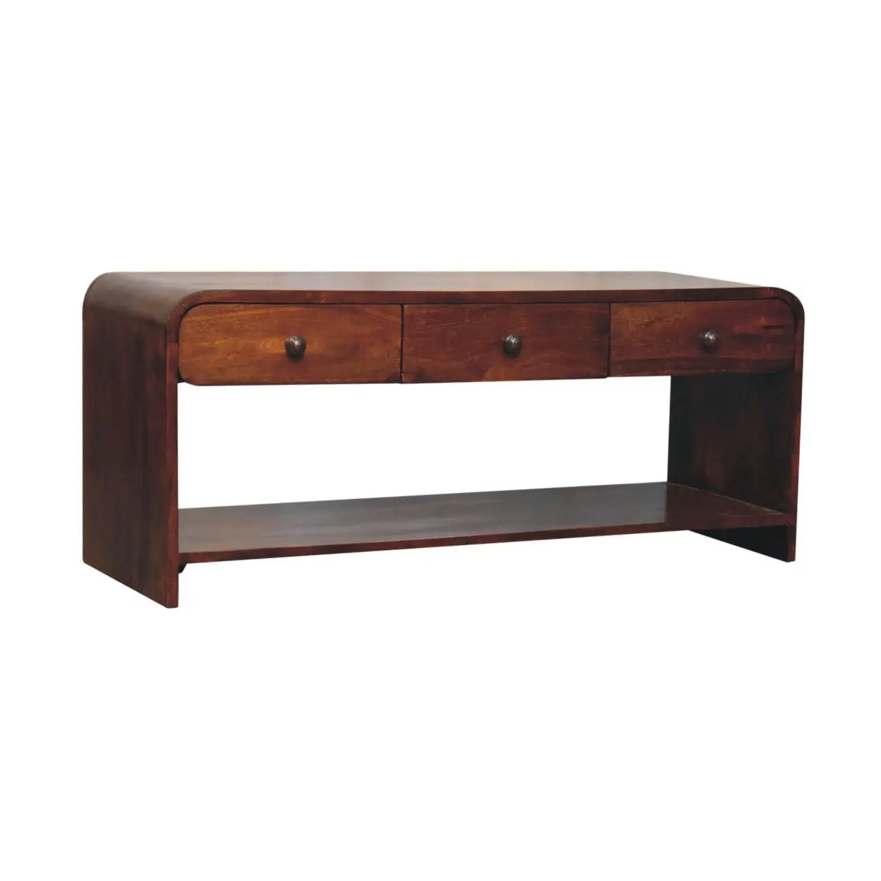 Solid Wood Aspen Slim Media Unit, 3-Drawers, Open Slot by HouseOfZazla