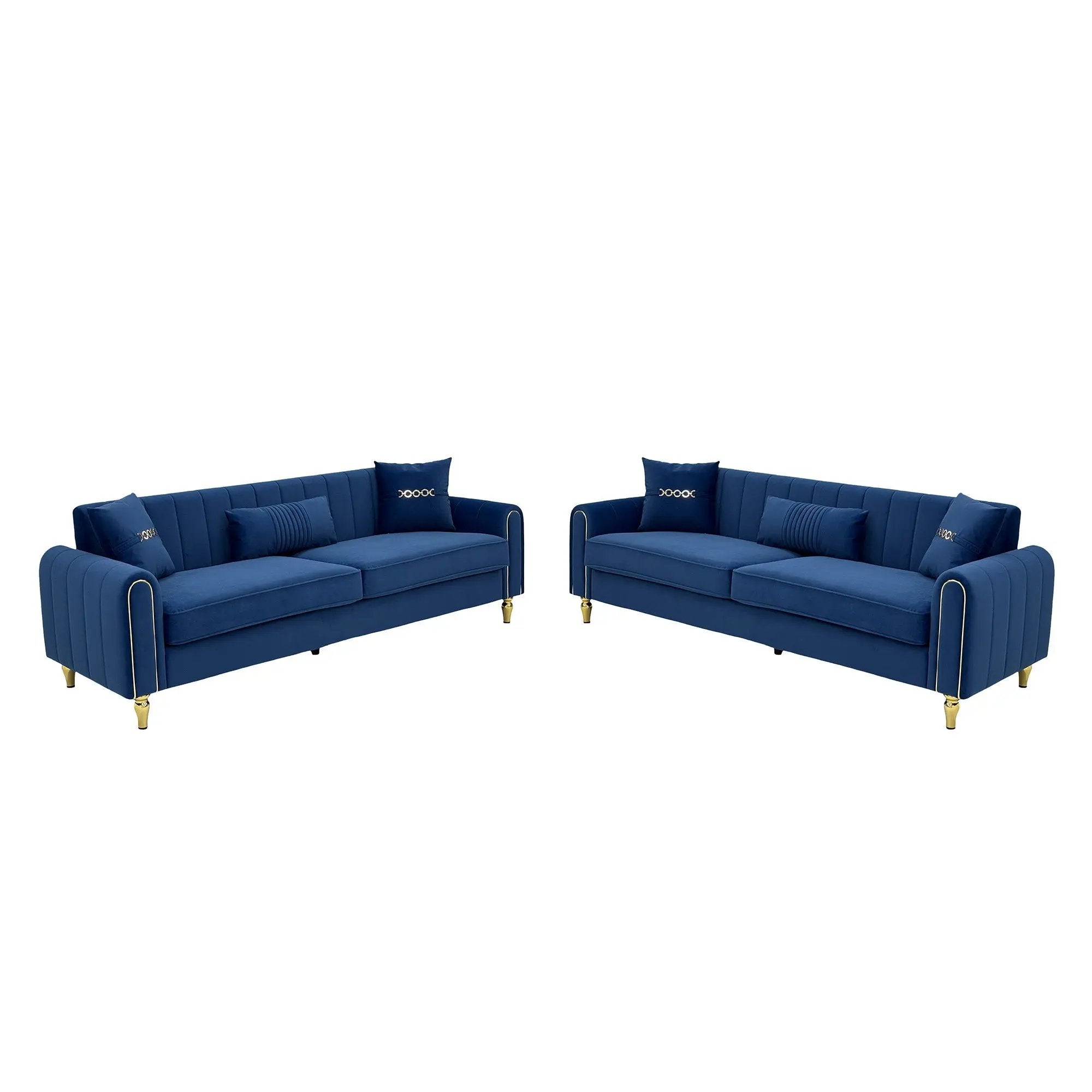 Vintage Blue Velvet 2-Piece Sofa Set by HouseOfZazla