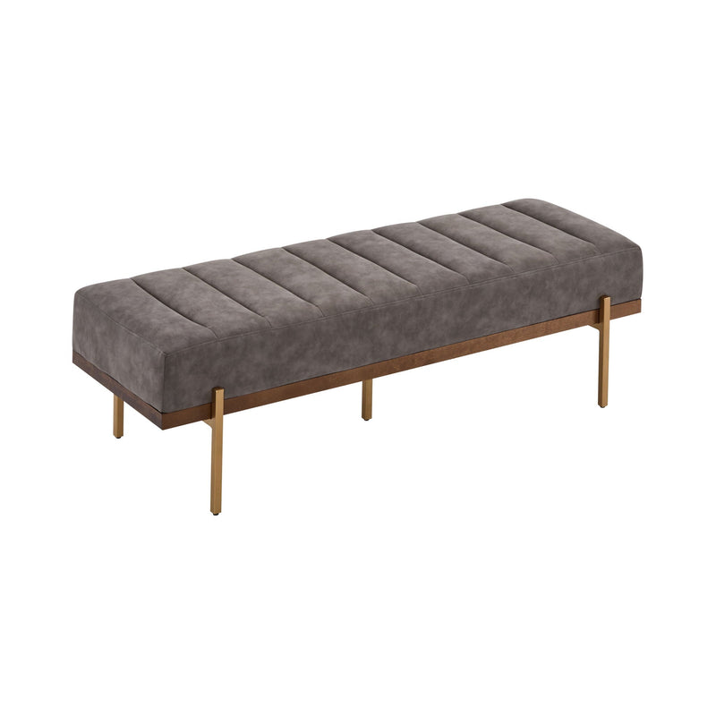 Thorian Luxury Upholstered Ottoman Bench with Channel Tufting and Metal Base by HouseOfZazla
