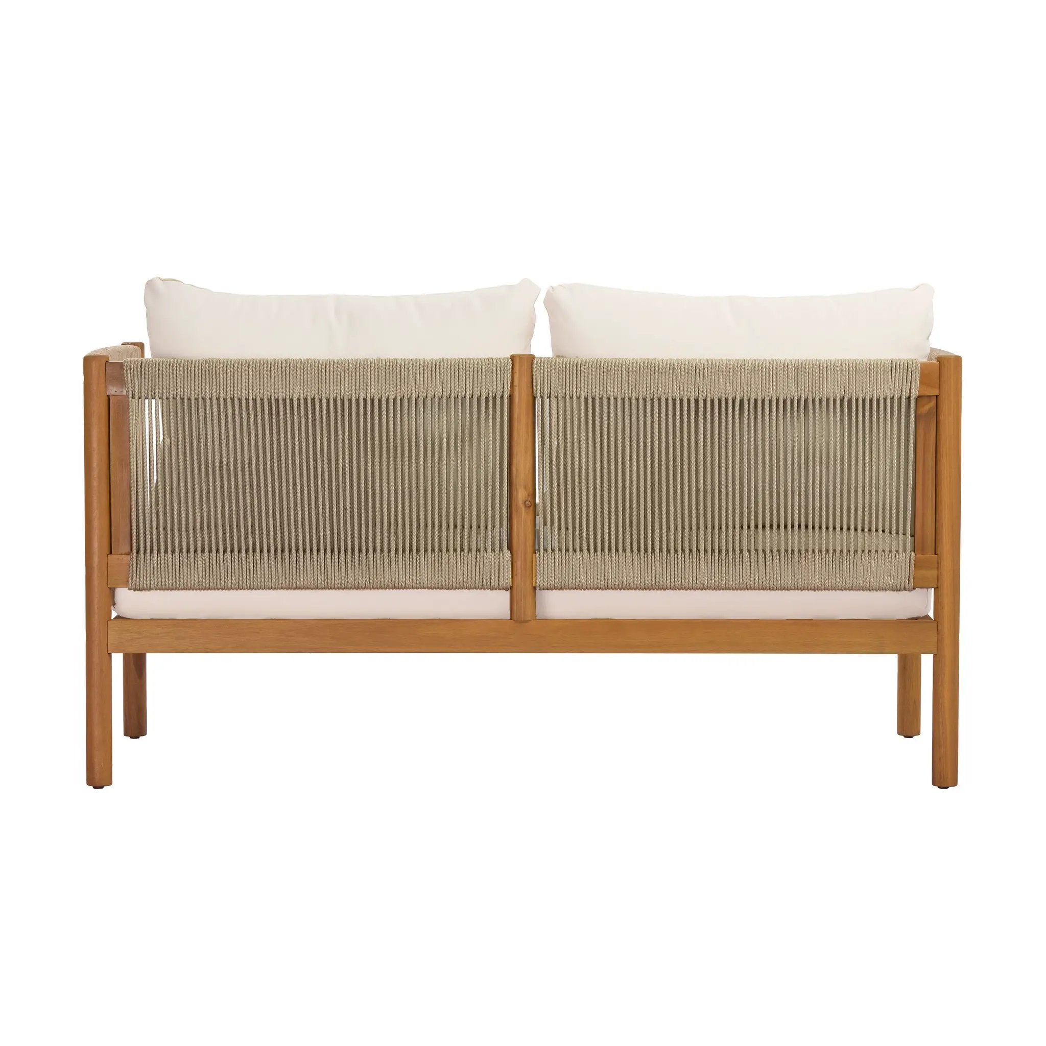 Outdoor Loveseat and Coffee Table Set with Acacia Wood Frame in Teak Look by HouseOfZazla