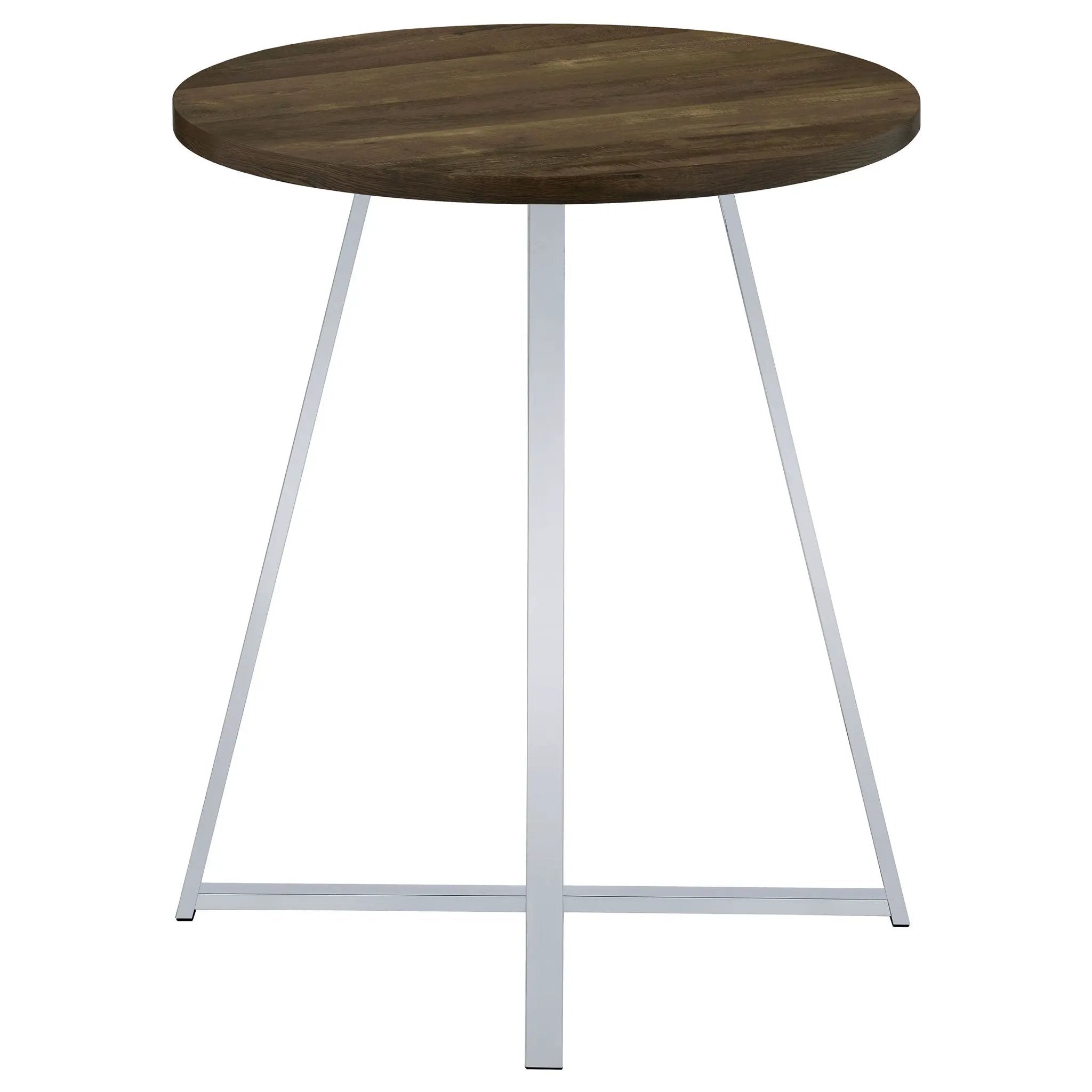 Burkhart - Round Height Bistro Bar Table - Brown Oak by HouseOfZazla