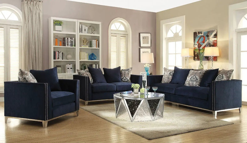 Phaedra - Sofa With 5 Pillows - Blue Fabric by Unique Piece Furniture