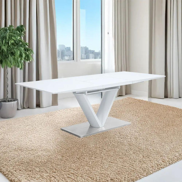 Gallegos - Dining Table With Leaf - White High Gloss