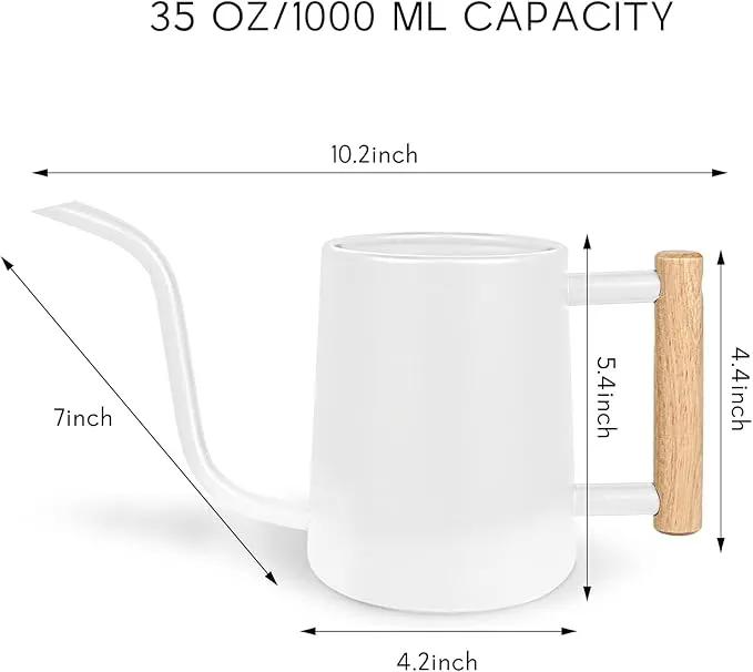 Watering Can Indoor Plants, 35 oz/1000 ml Metal Stainless Steel Watering Can Pot with Long Spout for Indoor House Plants Bonsai Outdoor Garden Flower Decorative (White) by GreenHaven Gardens