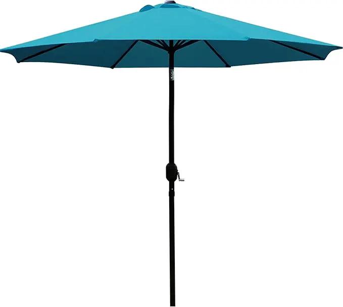 Sunnyglade 9' Patio Umbrella Outdoor Table Umbrella with 8 Sturdy Ribs (Teal Blue) by GreenHaven Gardens
