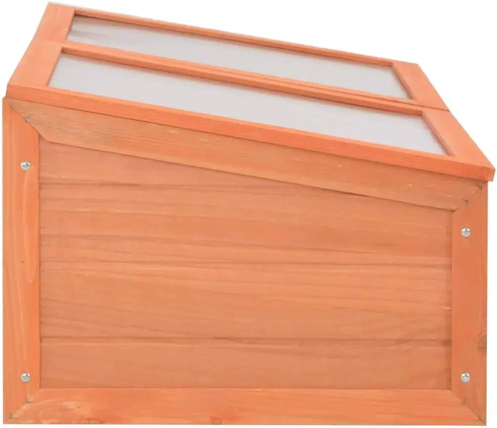 Wooden Garden Portable Greenhouse Sturdy Cold Frame Raised Plants Bed Protection with 2 PC Boards and Openable Top Door Raised Flower Planter Box 39.4"x19.7"x13.4" by GreenHaven Gardens