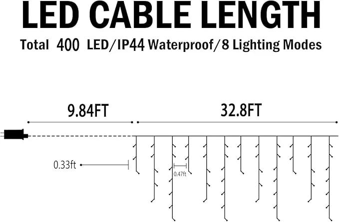 Hezbjiti Christmas Lights Outdoor, 400LED 33FT LED Icicle Lights 8 Modes 75 Drops Fairy String Lights for Christmas Decor Eaves Party Yard Garden by GreenHaven Gardens