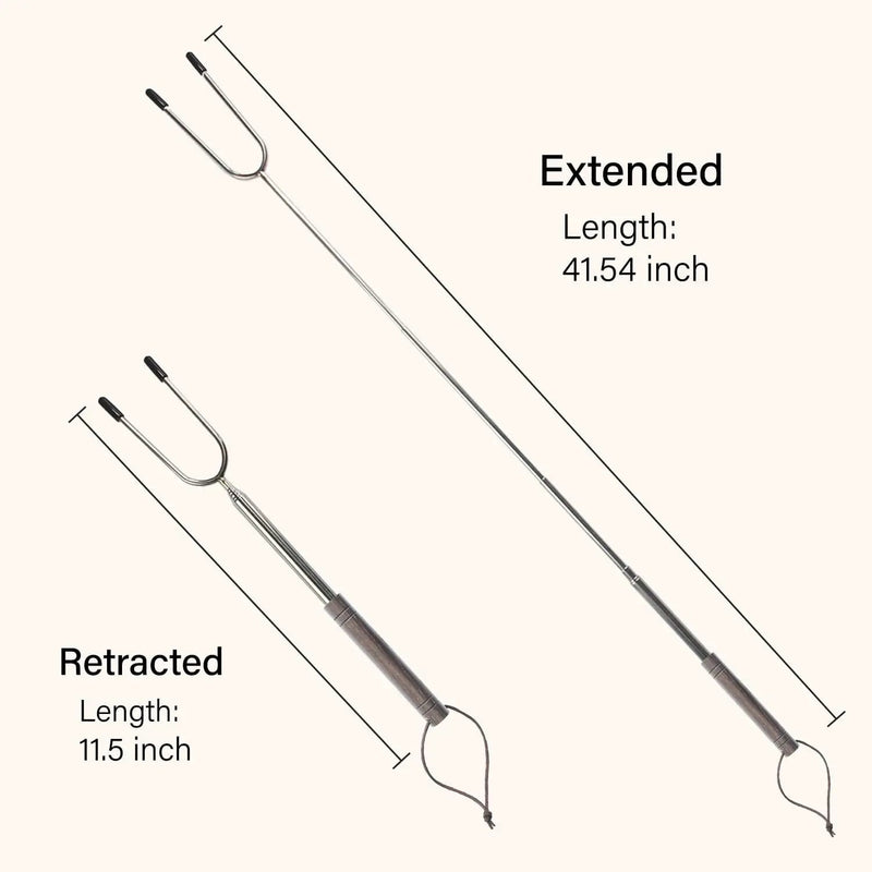 Marshmallow Roasting Sticks for Fire Pit with Wooden Handle, 41 Inches Long, Telescoping SUS304 Stainless Steel Marshmallow Skewers, Extendable Hog Dog Campfire Roasting Sticks, Camping Accessories by GreenHaven Gardens
