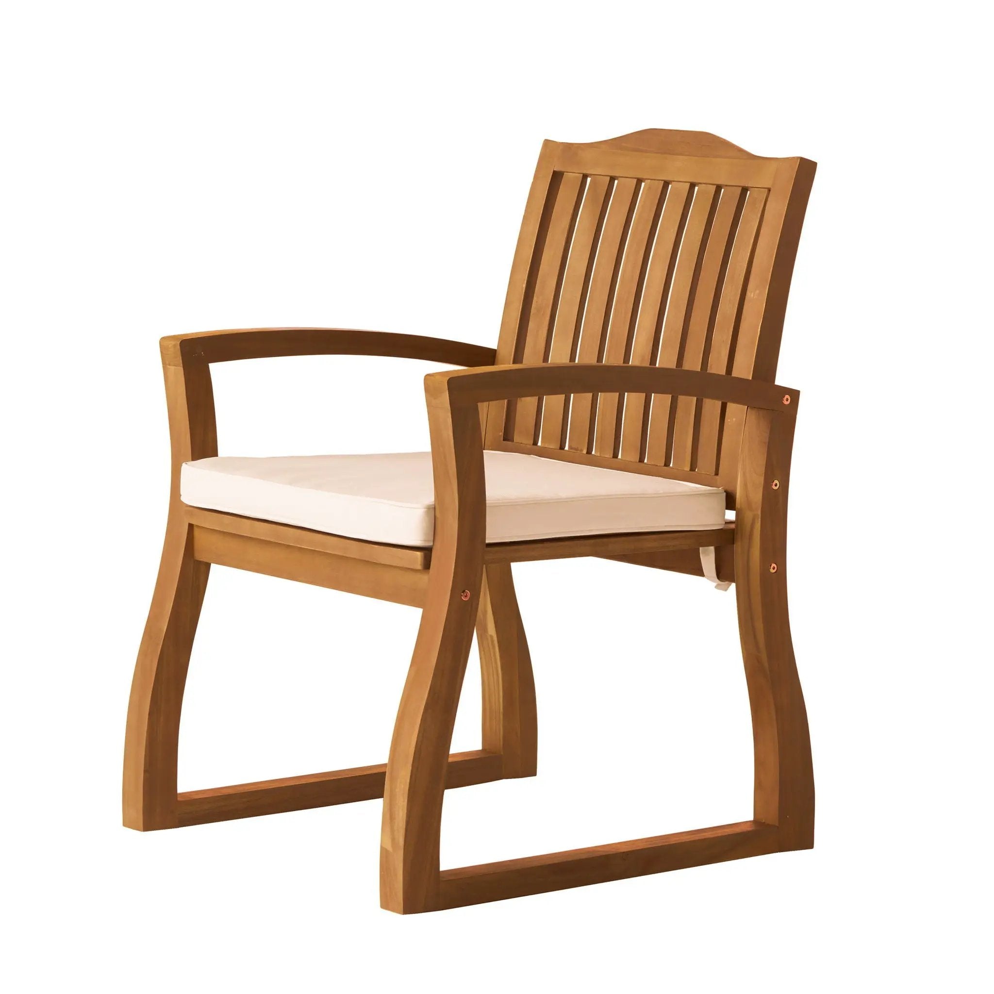 Della Wood Armchair Set of 2 Outdoor Dining Chairs - Cream by HouseOfZazla