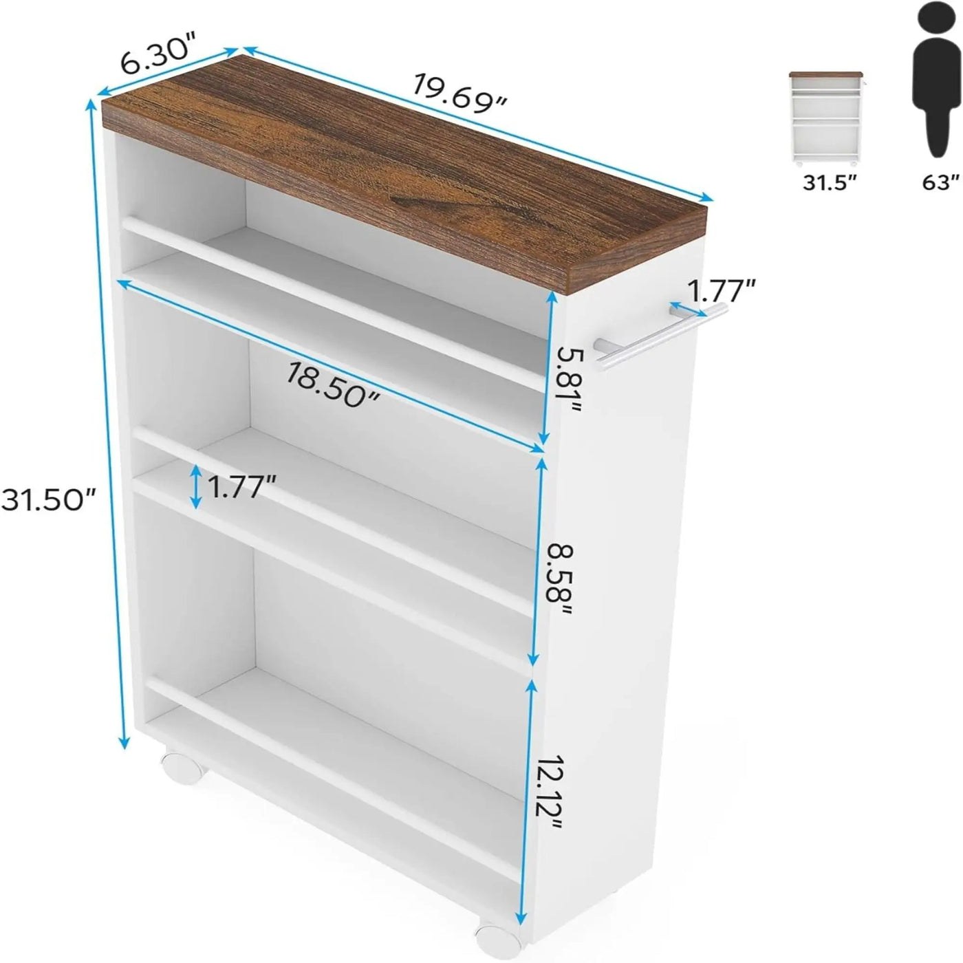 4 Tier Narrow Rolling Kitchen Slim Storage Cart by HouseOfZazla