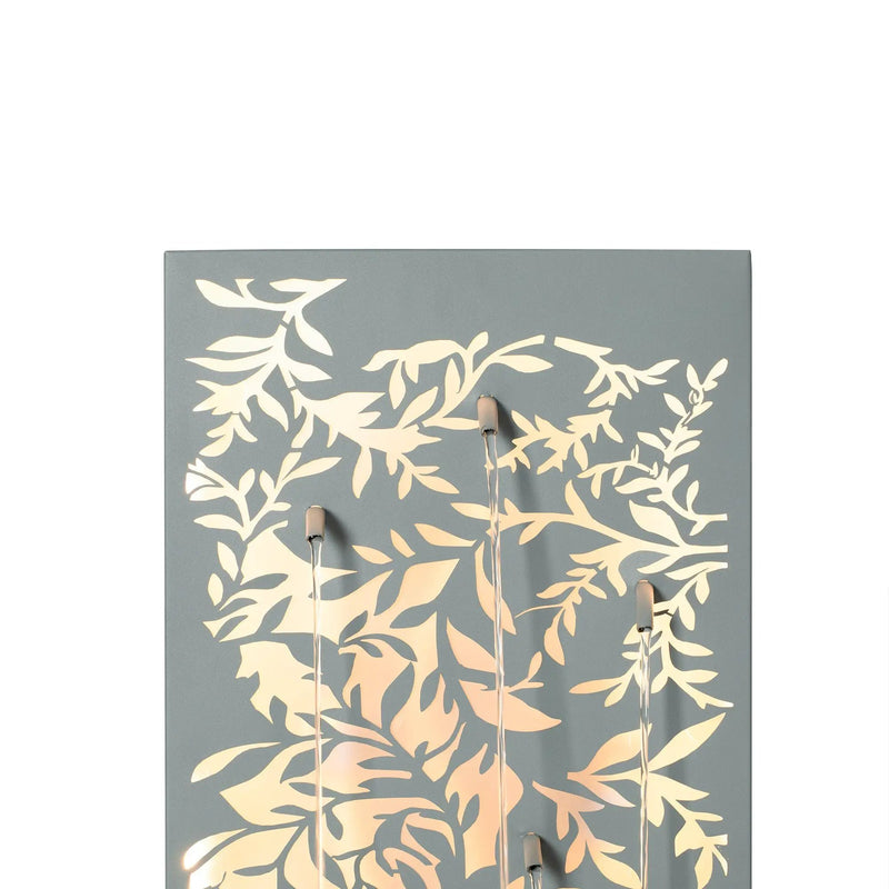 30.71' Light Gray Metal Leaf Cutout Outdoor Water Wall Fountain with LED Lights by HouseOfZazla
