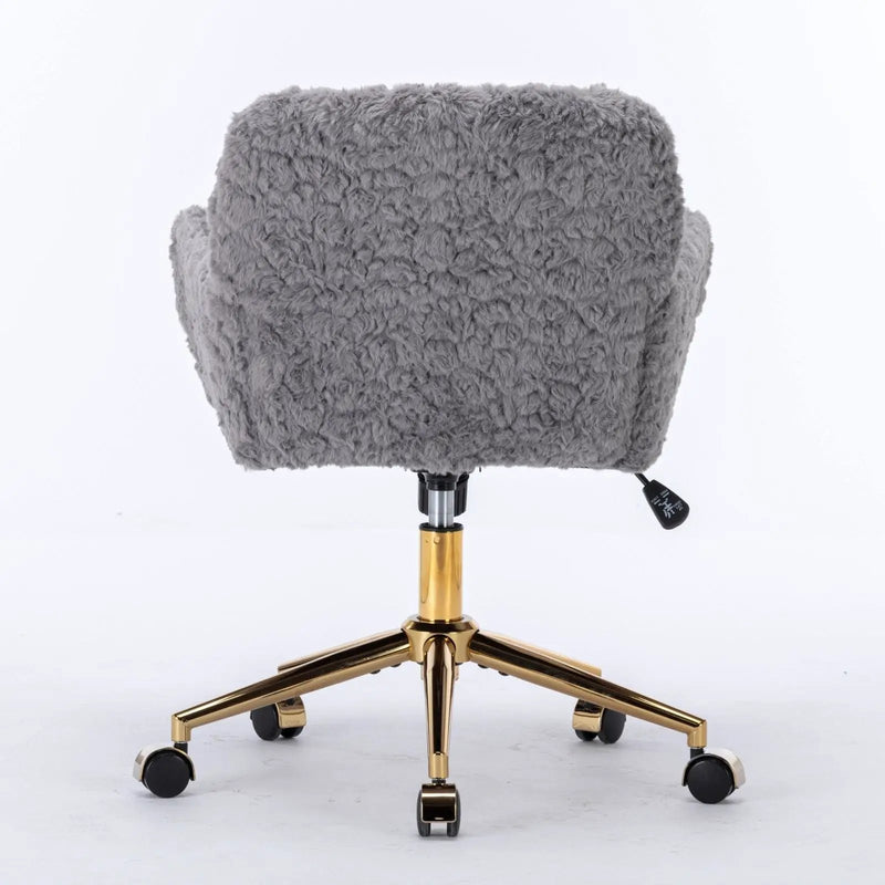 Office Chair, Artificial Rabbit Hair Home Office Chair With Metal Base, Adjustable Desk Chair Swivel Office Chair, Vanity Chair by HouseOfZazla