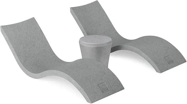Ledge Lounger Signature Chaise Set of 2 + Affinity Side Table – in Pool Lounger Designed for Shallow Shelves Up to 9” – Outdoor Patio Sun Shelf & Poolside Furniture Bundle (Granite Gray)