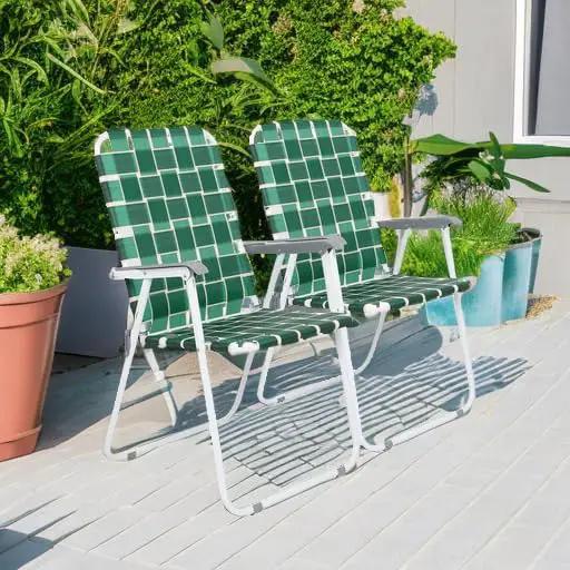 VINGLI Patio Lawn Webbed Folding Chairs Set of 4, Outdoor Beach Chair Portable Dining Chair for Outdoor Yard, Garden (Dark Green, Classic) by GreenHaven Gardens