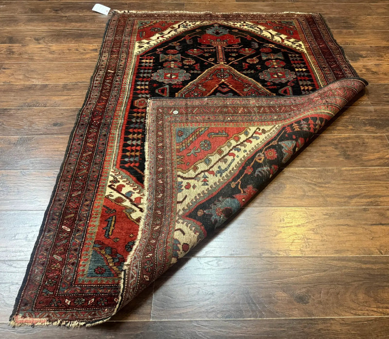 Antique Persian Bidjar Rug 5x6, Navy Blue and Red, Persian Tribal Rug by Jewel Rugs