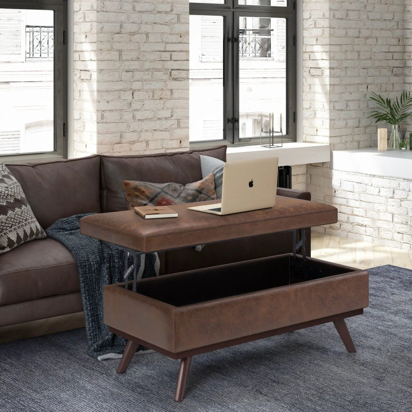 Owen - Lift Top Large Coffee Table Storage Ottoman, Mid Century Style by Unique Piece Furniture