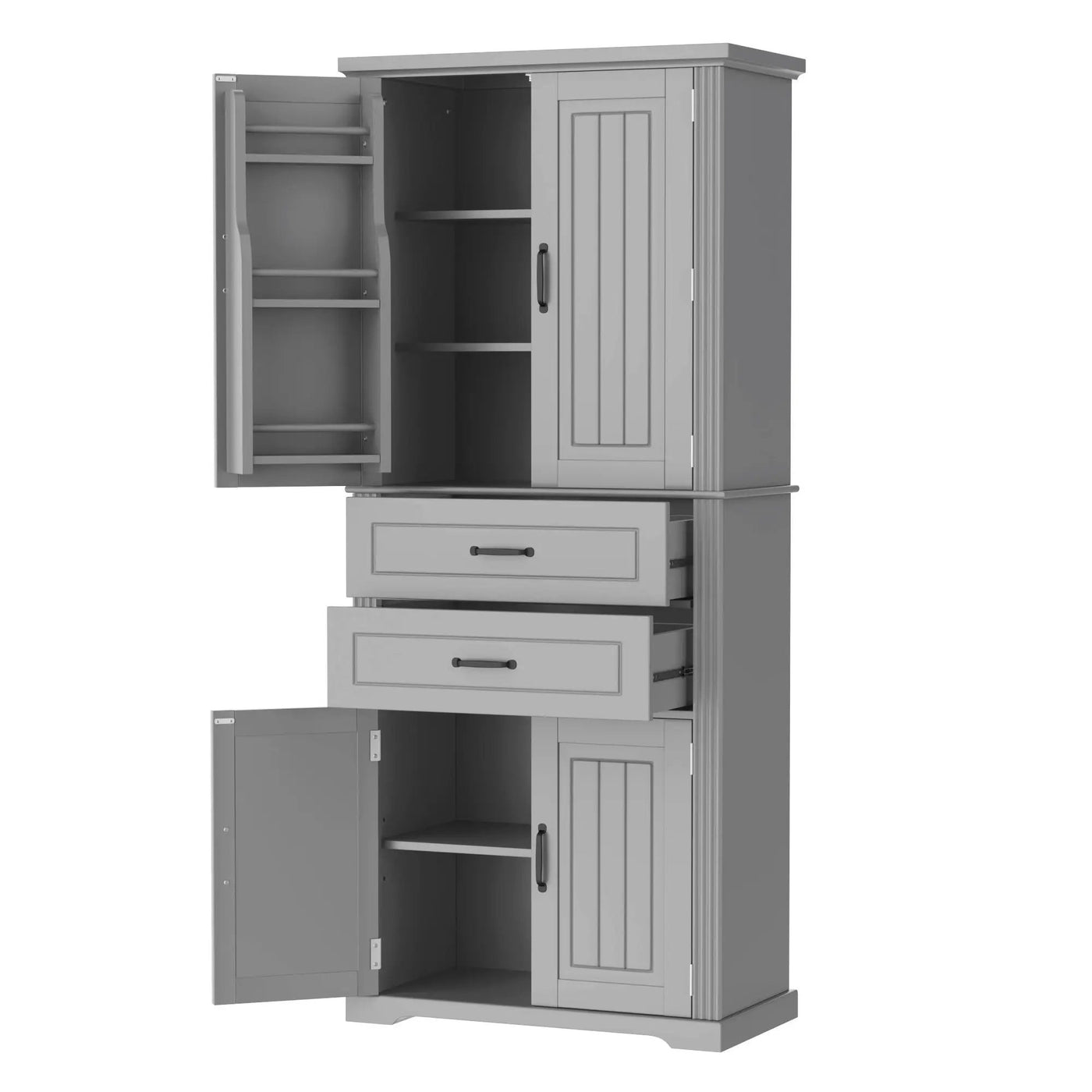 Multi Functional Storage Cabinet With Adjustable Shelves, 2 Drawers, Door Shelves by HouseOfZazla