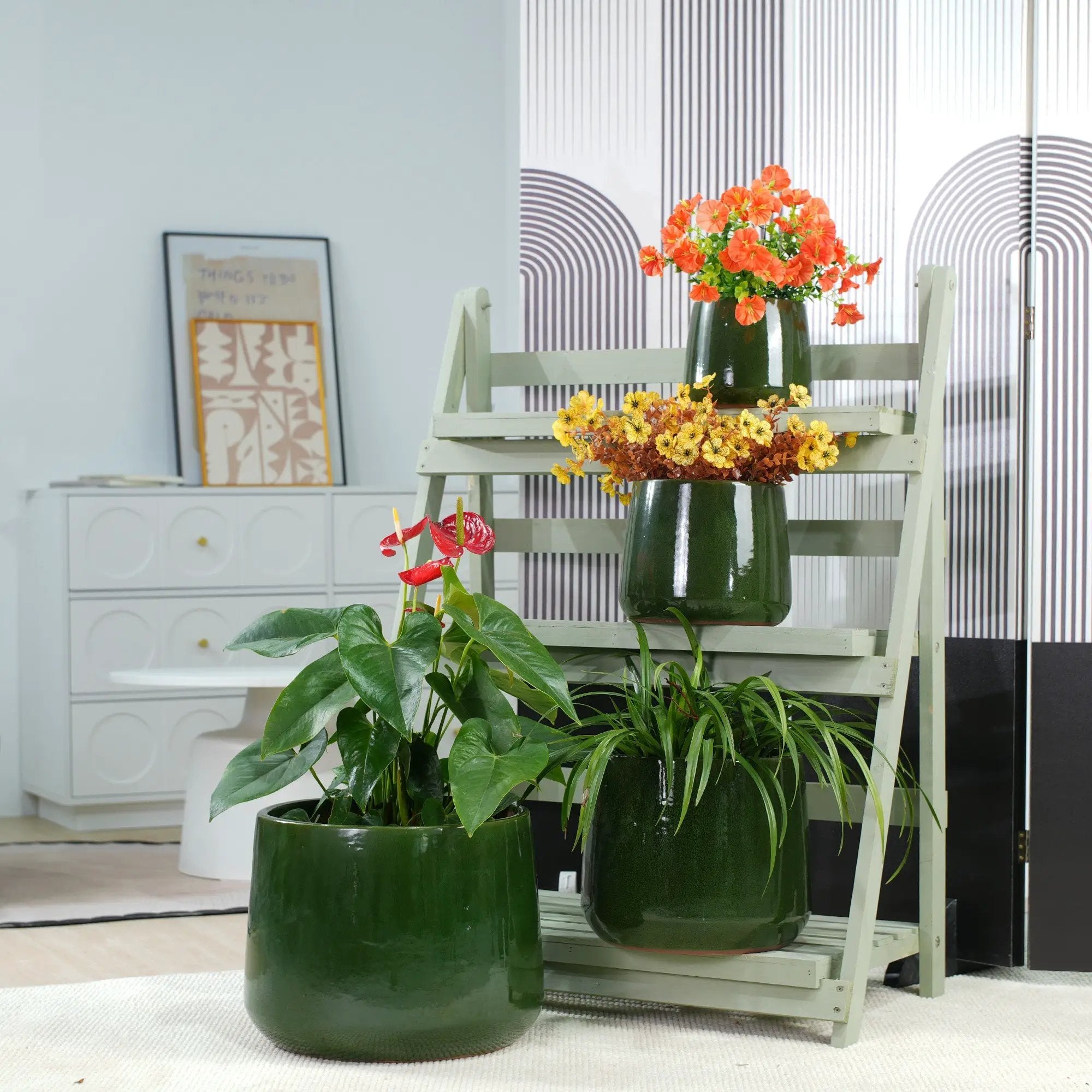 Handmade Solid Glazed Ceramic Planter Set of 4 by HouseOfZazla