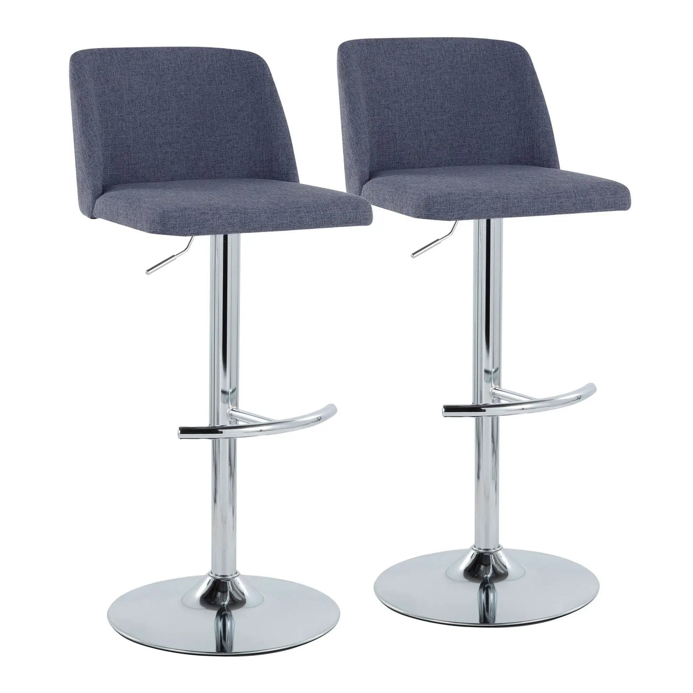 Toriano - Contemporary Adjustable Barstool With Swivel & Rounded T Footrest (Set of 2) by HouseOfZazla