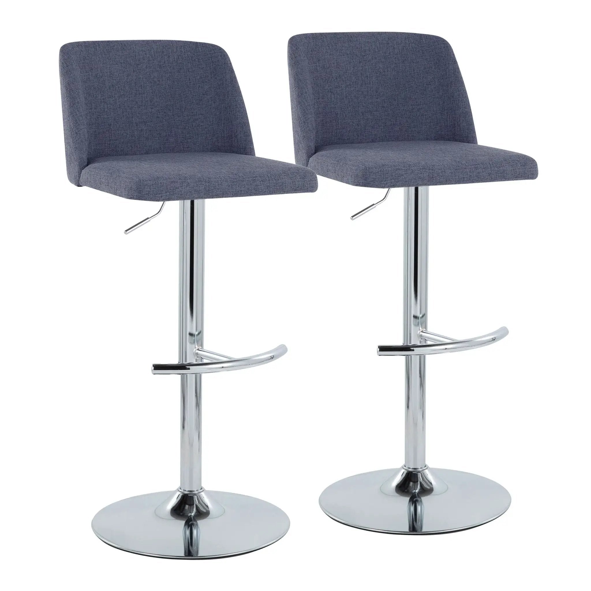 Toriano - Contemporary Adjustable Barstool With Swivel & Rounded T Footrest (Set of 2) by HouseOfZazla